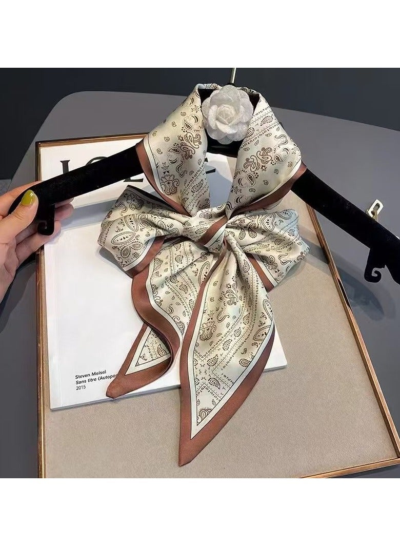 أولودينيز  وشاح حريري صغير للنساء – إكسسوار طويل نحيف بطبعات أنيقة - Image 2